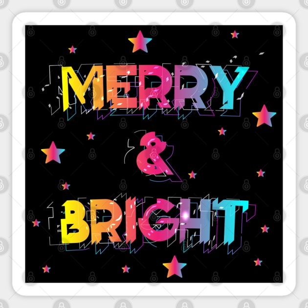 Merry and Bright Sticker by MZeeDesigns